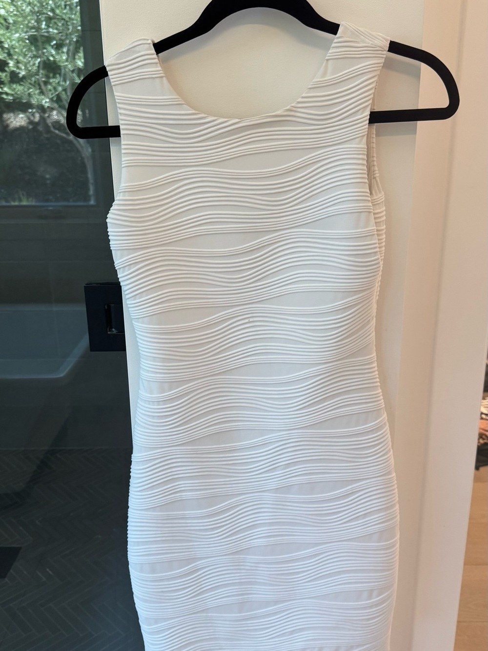 B Darlin White Textured Midi Sheath Dress